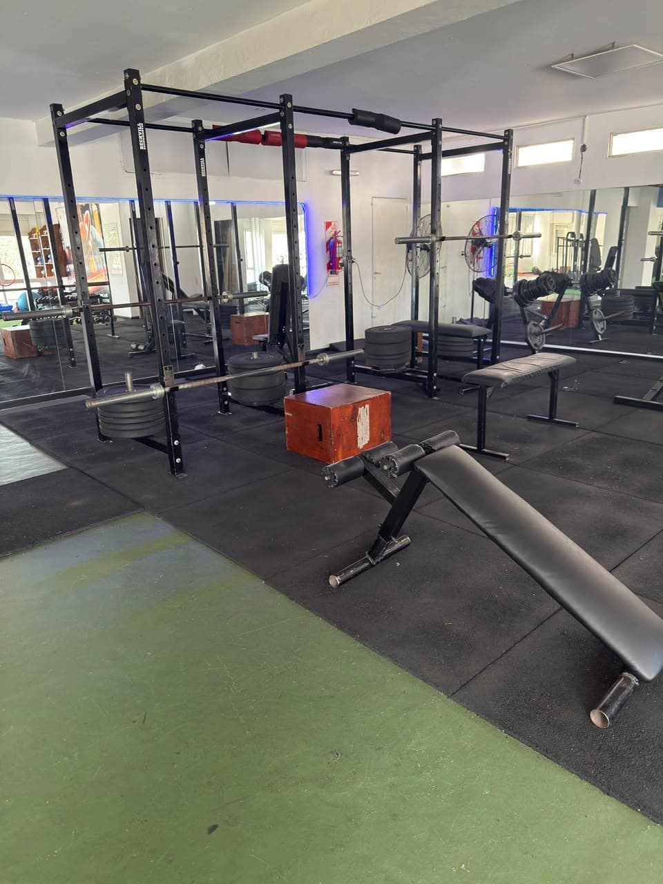 Rack de sentadillas y zona de peso libre de Action Sport